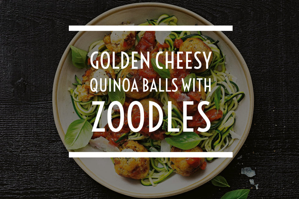 Golden cheesy quinoa balls with zoodles