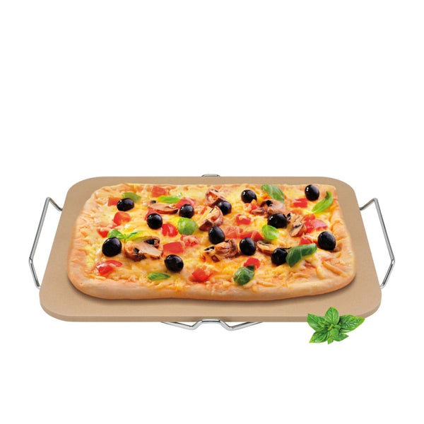 Avanti Rectangle Pizza Baking Stone with Rack 30 x 38cm