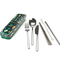 Carry your Cutlery Set - Stainless Steel 6 Piece Set in Tin Assorted Designs